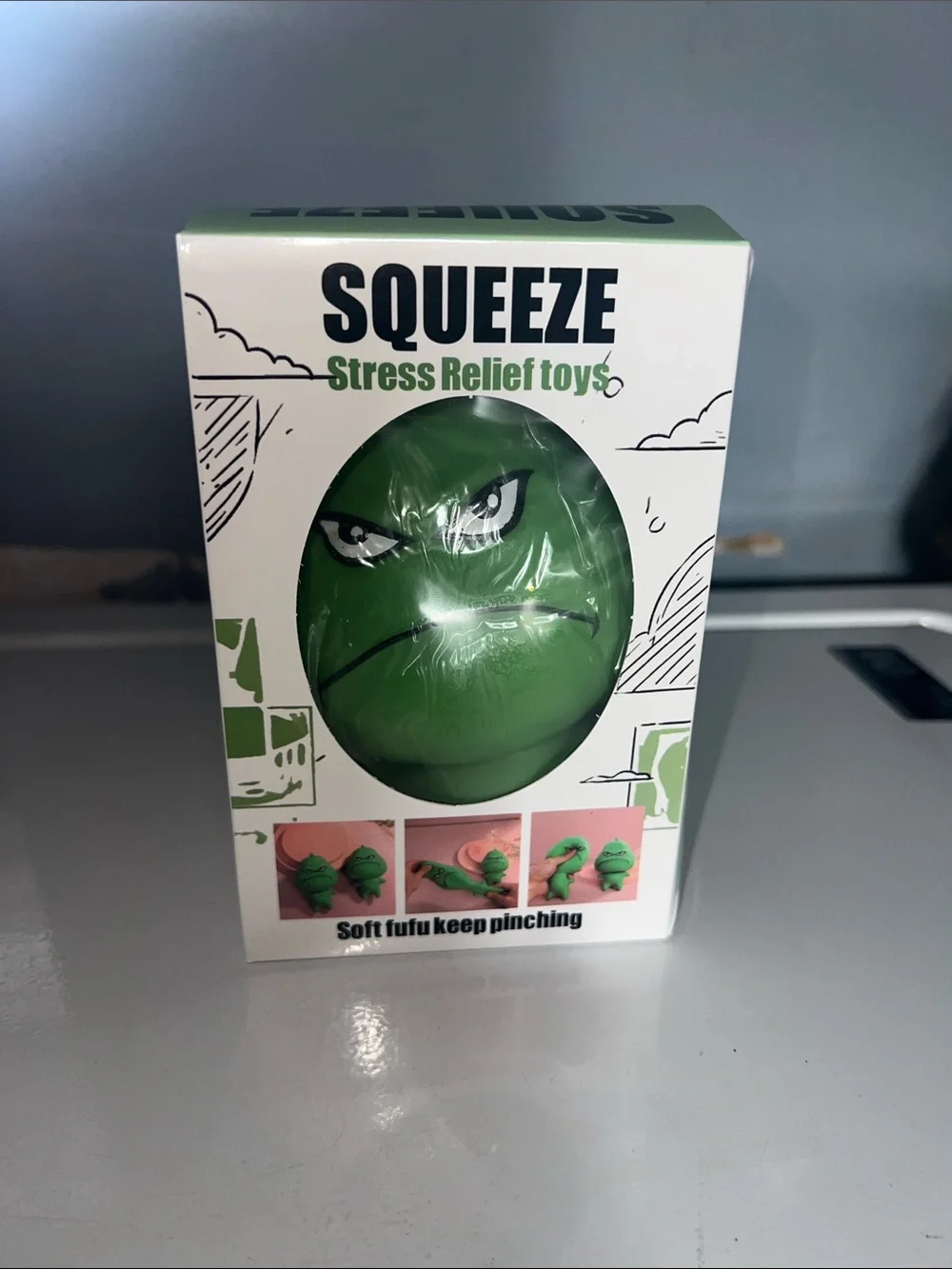 Squeeze Green Angry Face Stress Relief Toy - Squeeze